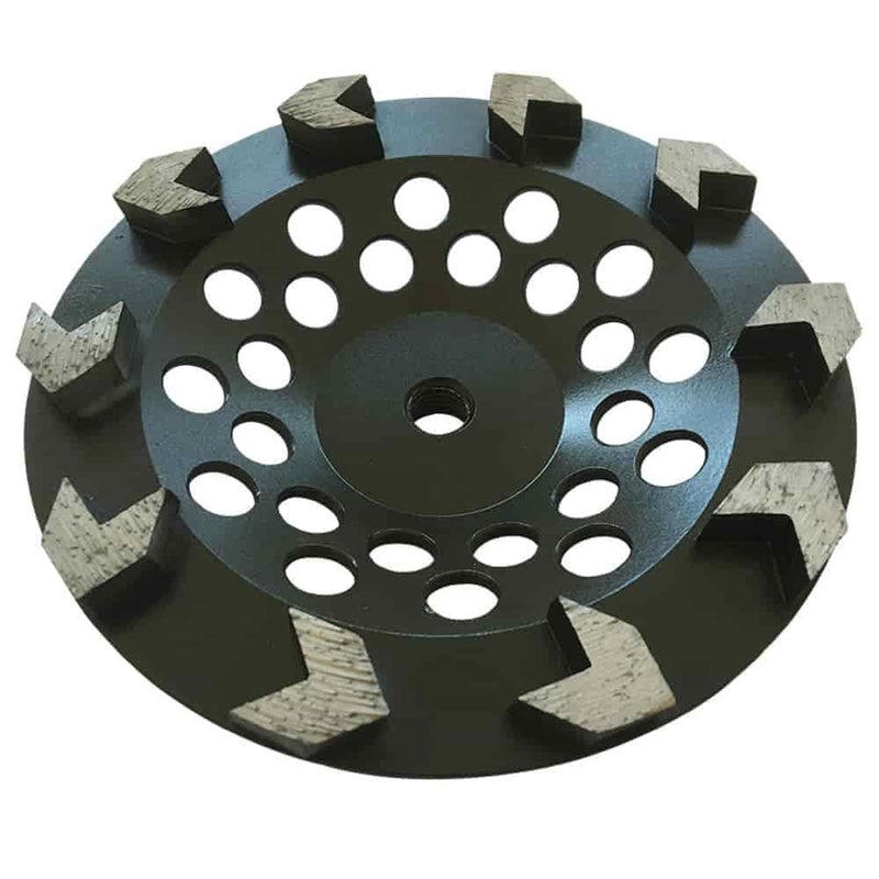 EDiamondTools 7" High Performance Diamond Grinding Wheels for Concrete, Paint, Epoxy, Mastic, Coating Removal, #30/40 Grit, 10 Arrow Segments, 5/8"-11 Arbor - Image 1